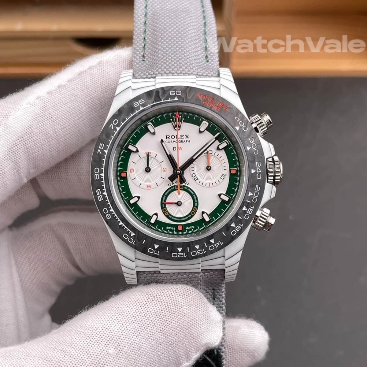 Rolex Cosmograph Daytona DiW Golfer 40mm carbon case side view super clone