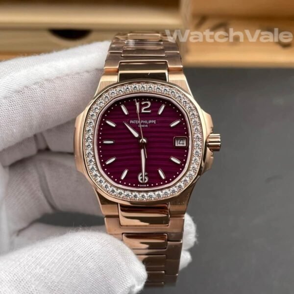 Patek Philippe Nautilus diamond set octagonal bezel close up super clone watch